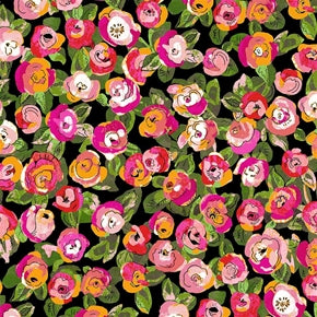 Fantasy Garden Flowers Black