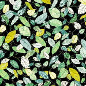 Fantasy Garden Leaves Black