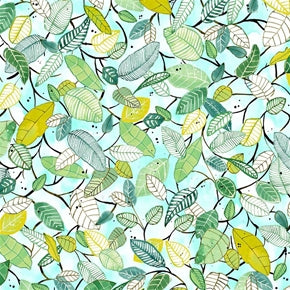 Fat Quarter Frenzy Other Fantasy Garden Leaves white
