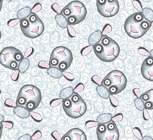 Fat Quarter Frenzy Children Barnyard Boogie Sheep Grey