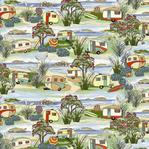Fat Quarter frenzy Seaside Retro Caravans