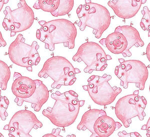 Fat Quarter Frenzy Children Barnyard Boogie Pigs White