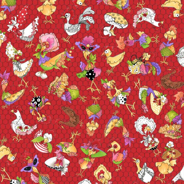 Fat Quarter Frenzy Loralie Chicken Coopers Red