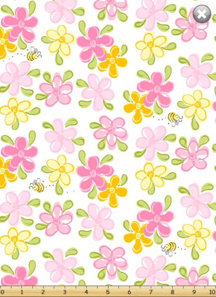 Fat Quarter Frenzy SusyBee  Lal the Lamb Pink Flowers