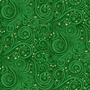 Ornamental Christmas Swirls Green